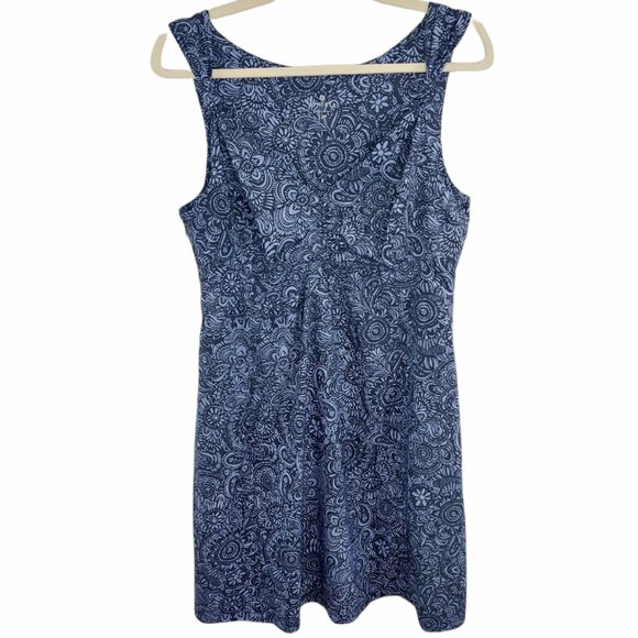 Athleta Dresses & Skirts - Athleta Blue Floral Athletic Dress V Neck with Pockets Women's Size 12P